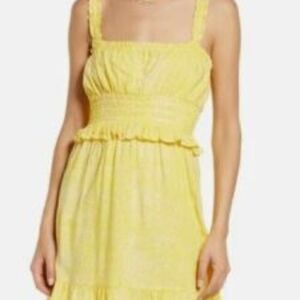Nordstrom BP Yellow Camo Sleeveless Sundress Mini Dress XS NWT